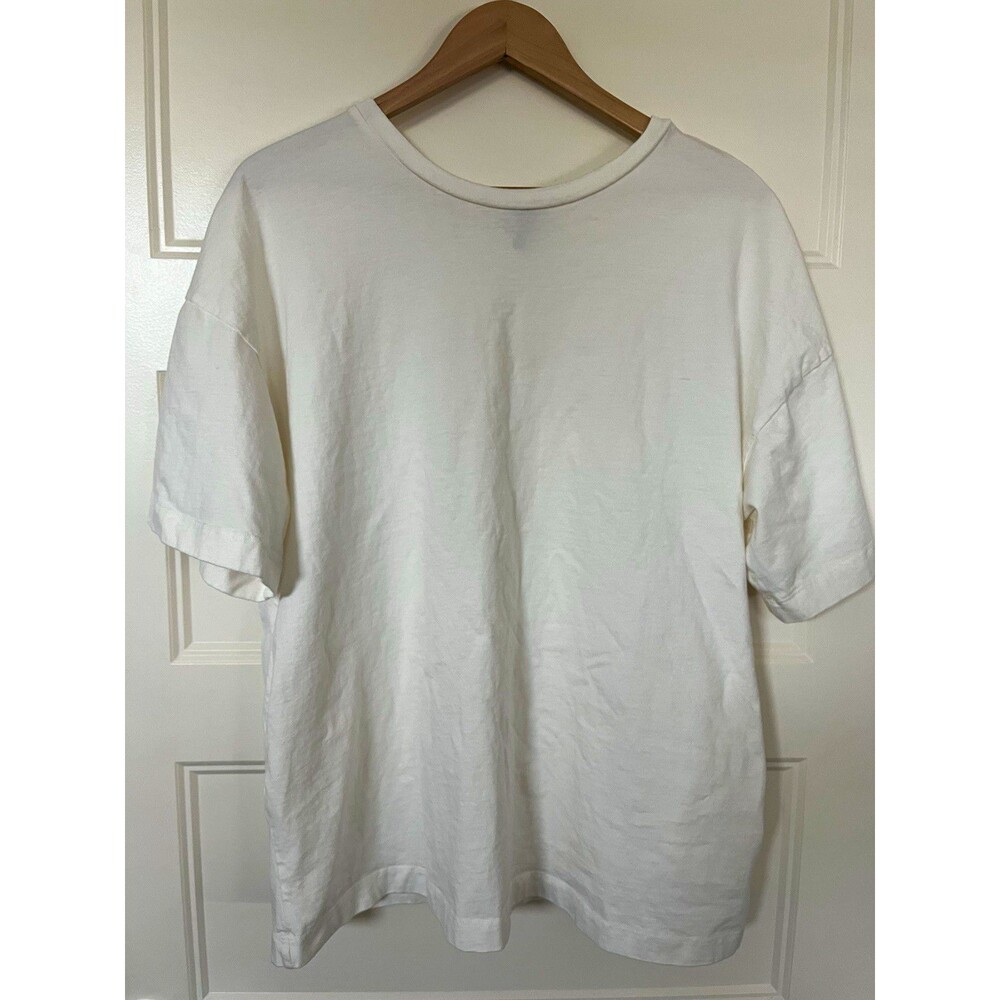 Wild Fable White Solid Crew Neck Short Sleeve T-Shirt Unisex Adults M/L